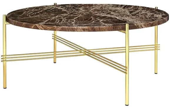 GUBI TS Sofabord Rundt Ø80 Messing/Brun Emperador Marmor